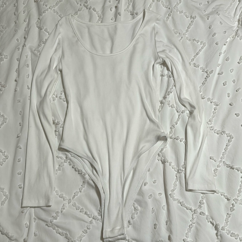 Ribbed White Bodysuit